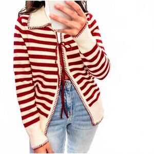 NEW SUNDAY EDITION women's striped cardigan in berry striped
